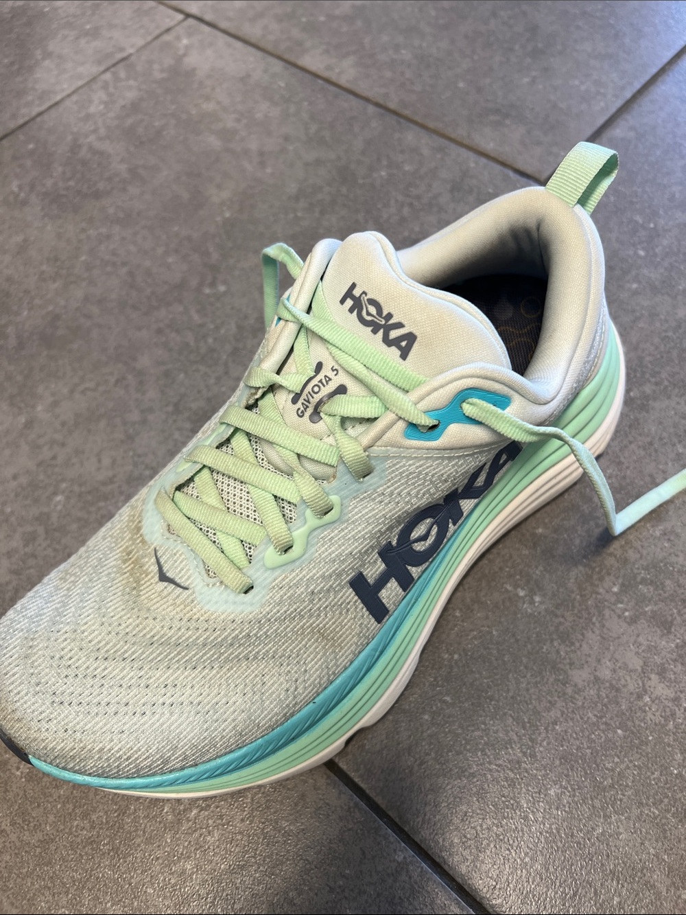HOKA Gaviota 5 women’s Light Blue Mint Running Shoes